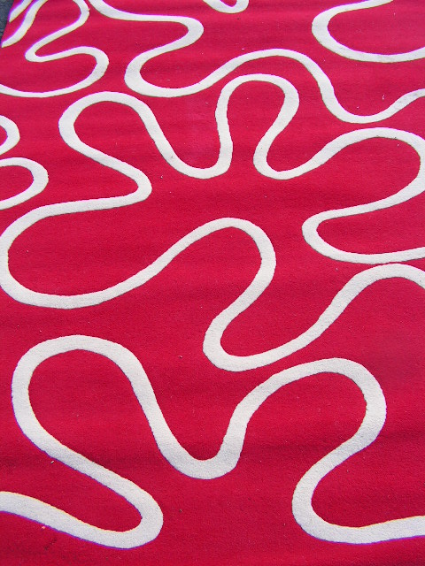 RUG #036, Red White Squiggle 2.2m x 1.7m